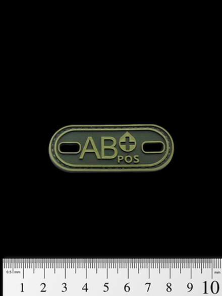 Шеврон Группа крови AB+ PVC 6 см. Олива
