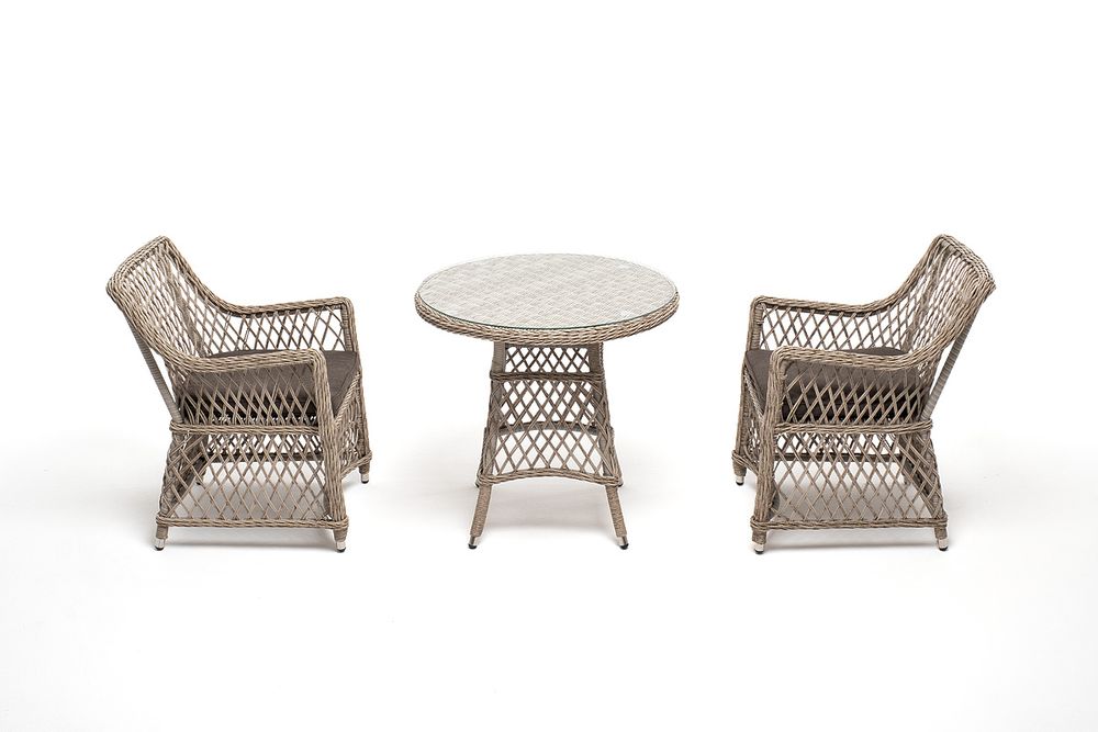 "Эспрессо-80 L" обеденная группа плетеная, цвет бежевый