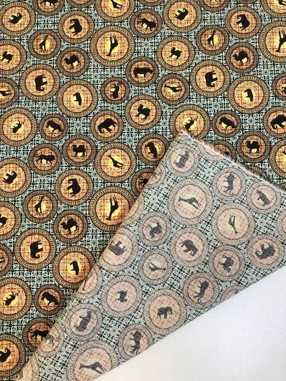 Коттон сорочка принт сафари, зеленый/оранж/черный NB#42