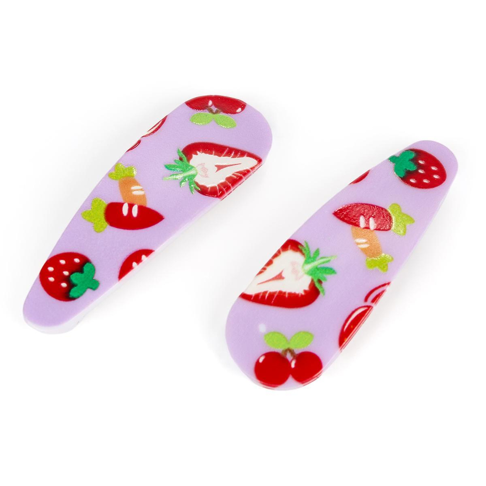 Зажимы для волос детские 2шт "Зефир.Клубнички" 5.5*1.8см (JINRE TRAVEL)