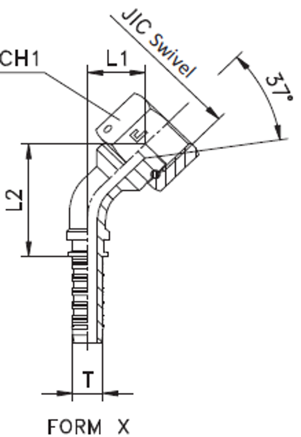 Фитинг DN 20 JIC (Г) 1.1/16 (45) (штифтованная гайка)