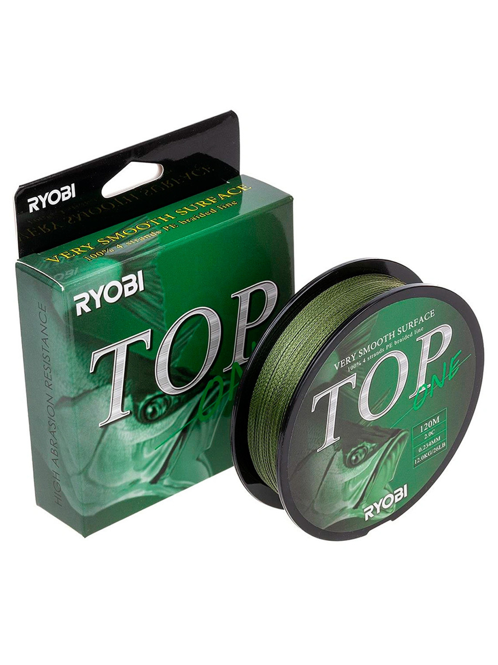 Шнур плетеный для рыбалки Ryobi TOP PE4X-120M Dark green 0.6/d-0.128mm