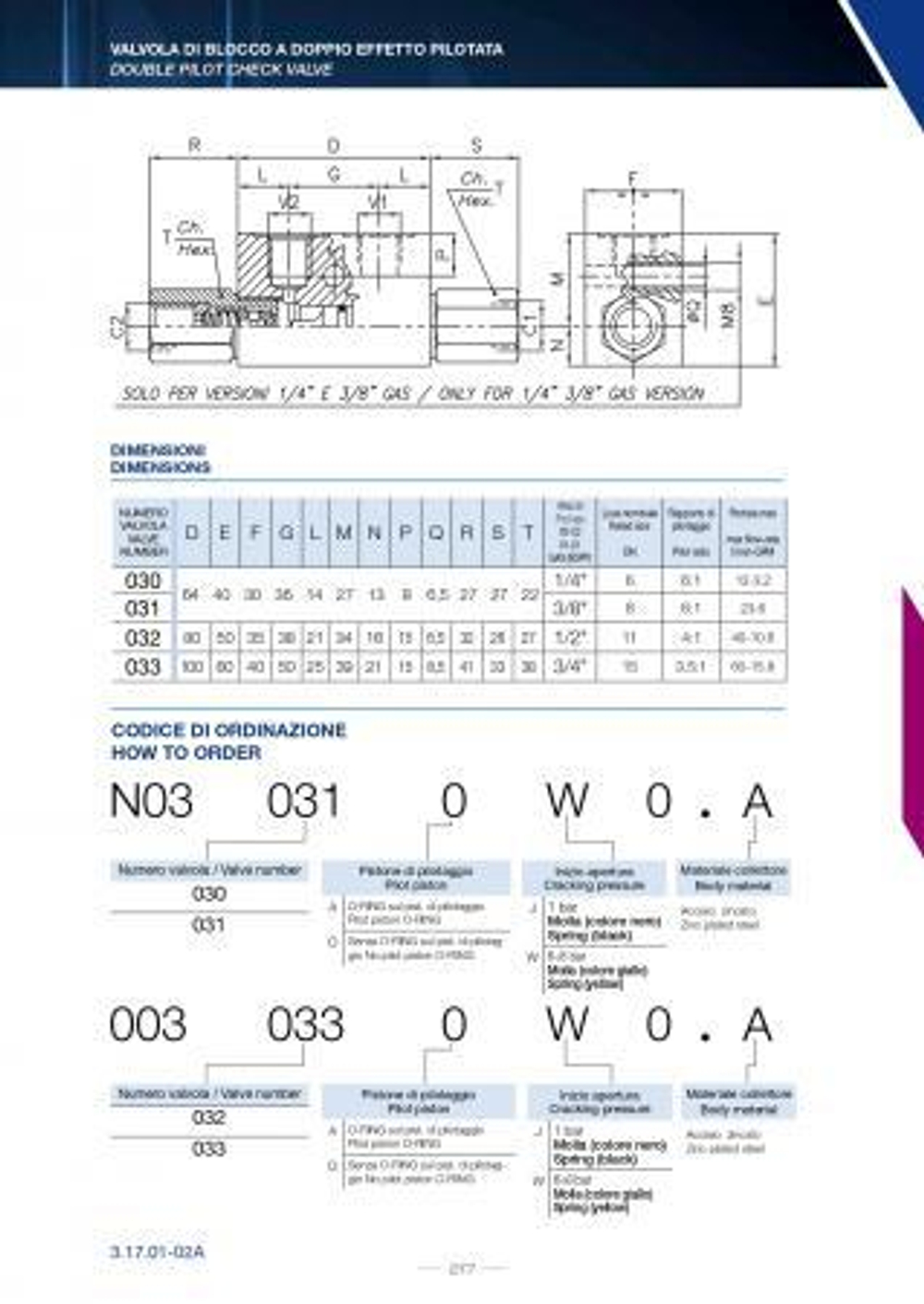 Гидрозамок двухсторонний N03.030.OJO.A G1/4, 12 л/мин, VBPDE
