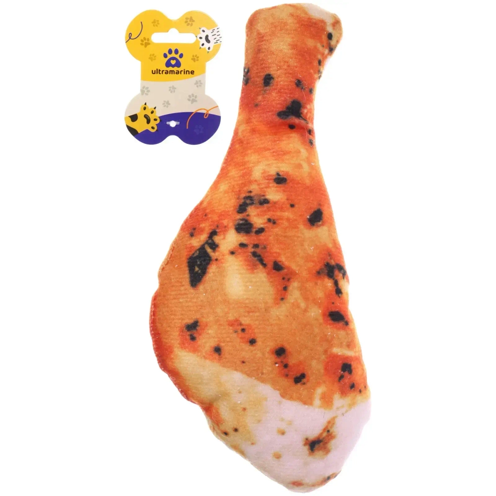 Игрушка для щенков, собак мелких и средних пород «Куриная ножка», с пищалкой, 15*11см (лейбл)