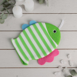 Мочалка варежка детская 19х21 см "Рыбка", полосатая, цвет МИКС 143045