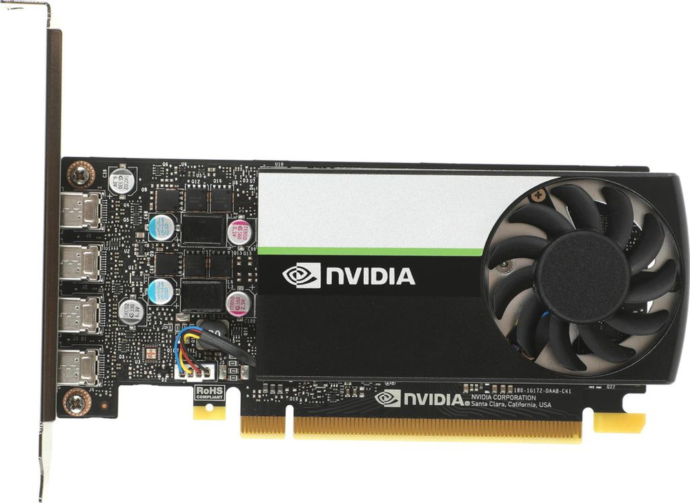 Видеокарта PNY NVIDIA  T1000 T1000 4ГБ GDDR6, Low Profile,  Bulk [vcnt1000-sb]