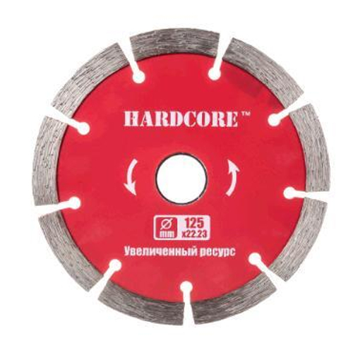 Диск отр. по бетону Алмазн.сегмент Сух.рез 125*6,4*22мм Штроборез / Hardcore 186125
