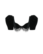 Топ укороченный из бархата с объемными рукавами