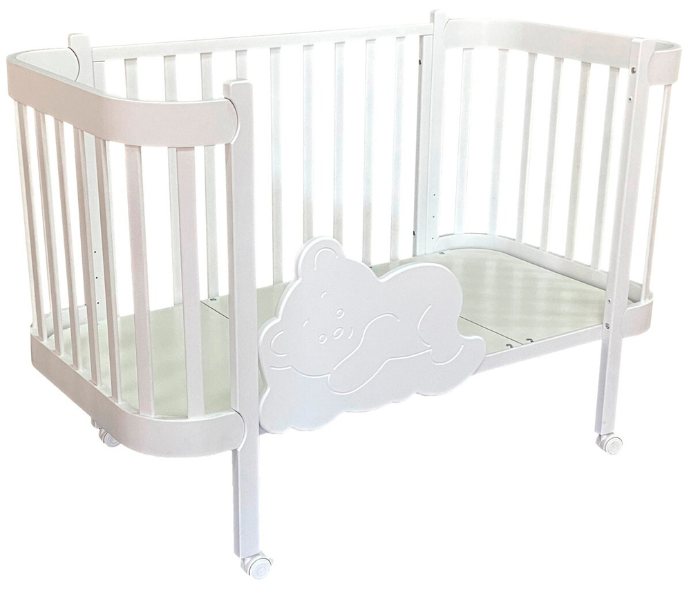 Детская кроватка Кедр Adele продольный маятник 3 в 1 белый/белый