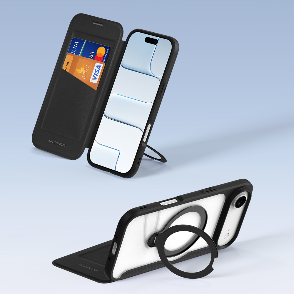 Чехол книжка с поддержкой MagSafe от Dux Ducis для iPhone Air, серия Skin X Pro Series Case (версия с магнитной откидной подставкой)