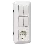 BLANCA С/У БЛОК: РОЗЕТКА с зазем.+ ВЫКЛ.2-клав.+ ВЫКЛ 2-клав, БЕЛЫЙ, розн.уп.