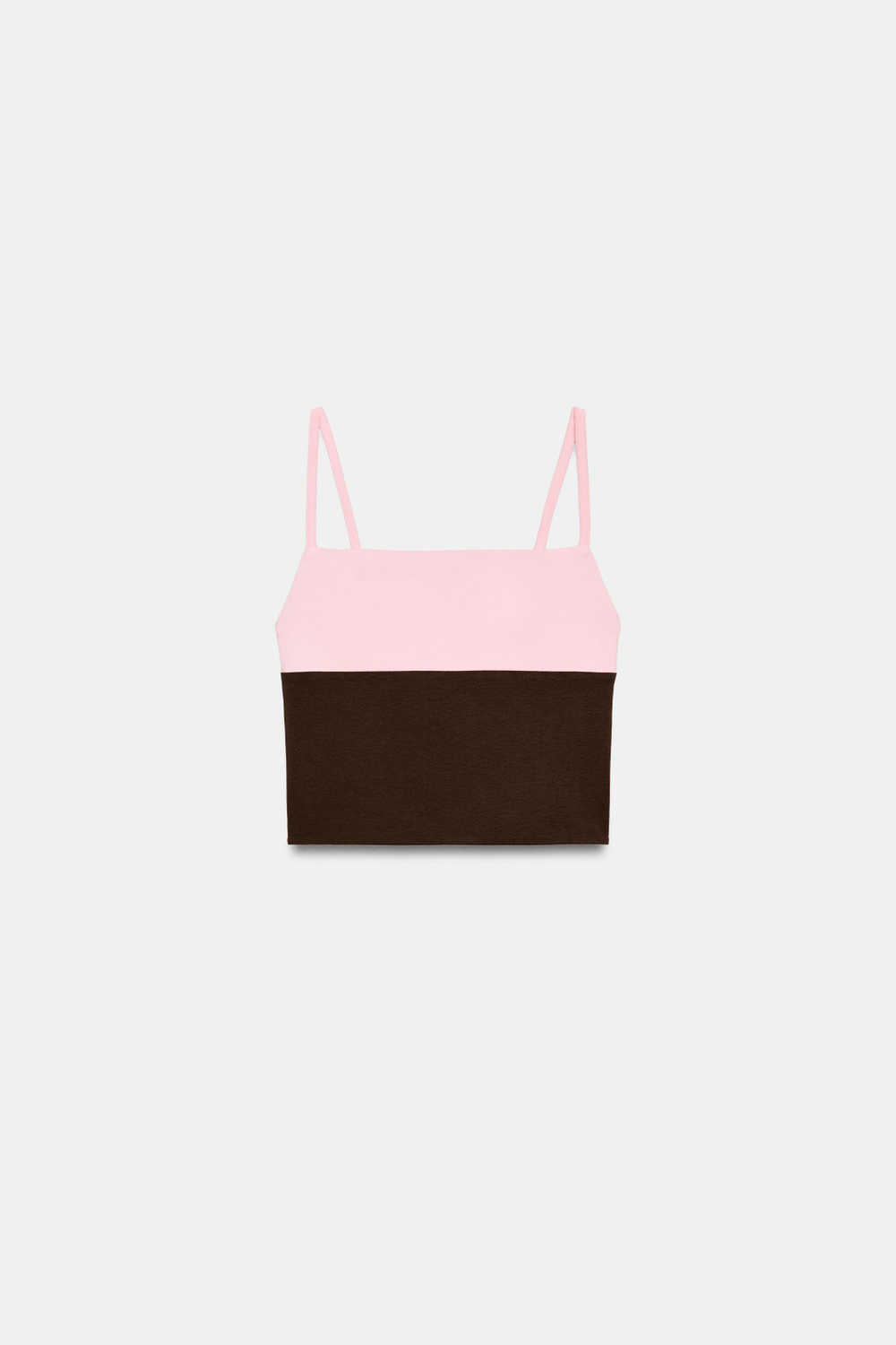ZARA КОМБИНИРОВАННЫЙ ТОП НА БРЕТЕЛЯХ, РОЗОВЫЙ