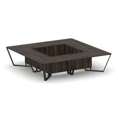 Steel Meet Стол переговорный квадратный KDK-PR.B.SP-16K Дуб Мали/Металл Черный 3200*3200*750