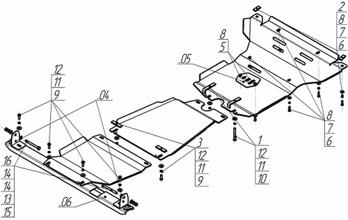 Защита алюминиевая для Toyota Hilux 2015- MOTODOR.32520