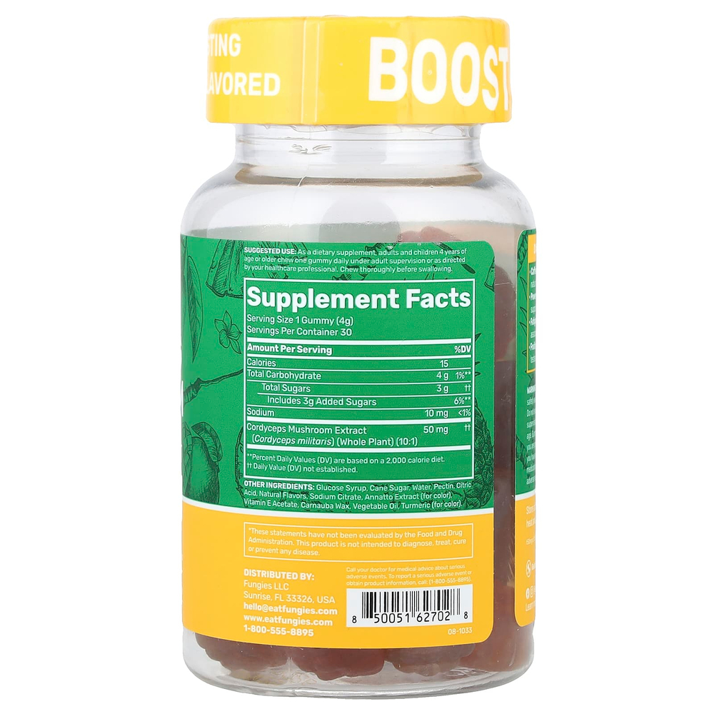 Fungies, Жевательные таблетки с грибом кордицепс для ежедневного приема, манго и ананас, 30 жевательных таблеток пектина (50 мг в 1 жевательной таблетке)