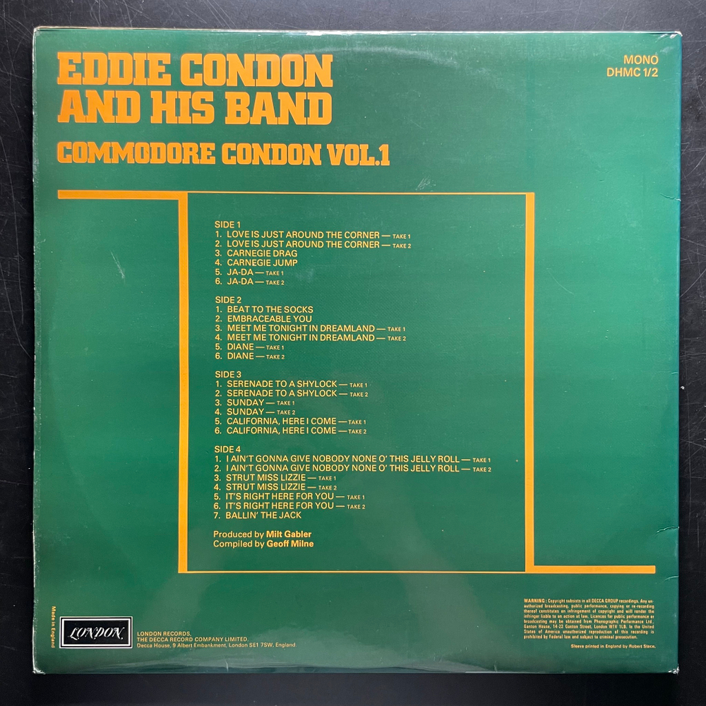 Eddie Condon And His Band ‎– Commodore Condon Vol. 1 2LP (Англия 1978г.)
