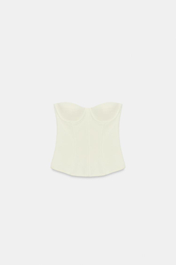 ZARA ЭЛАСТИЧНЫЙ ТРИКОТАЖНЫЙ КОРСЕТ, ЖЕЛТОВАТО-БЕЛЫЙ