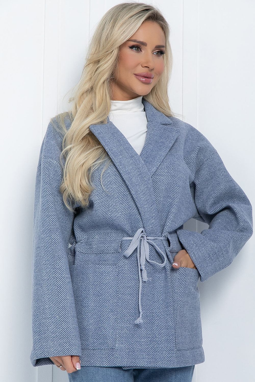 Пальто- пиджак (серо-голубое) П11549 LT Collection