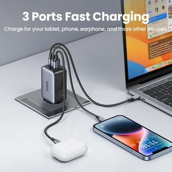 Адаптер питания Ugreen 65Вт GAN Fast Charger (3 Type-C)