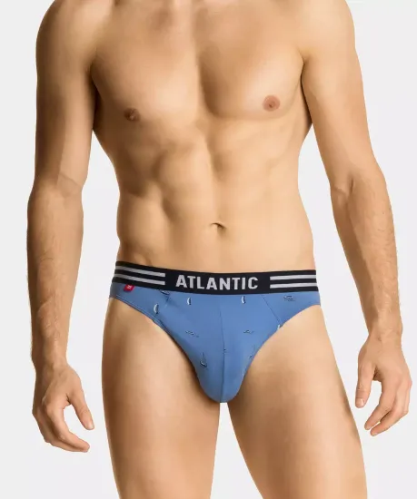 Мужские трусы (3шт) слипы спорт Atlantic 3MP-120, светло-голубые + бирюзовые + темно-синие