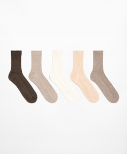 Oysho 5 пар хлопковых классических носков, песочный меланж