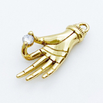 Подвеска Рука, цвет золото, фианит, размер 24*12 мм, цена за 1 шт