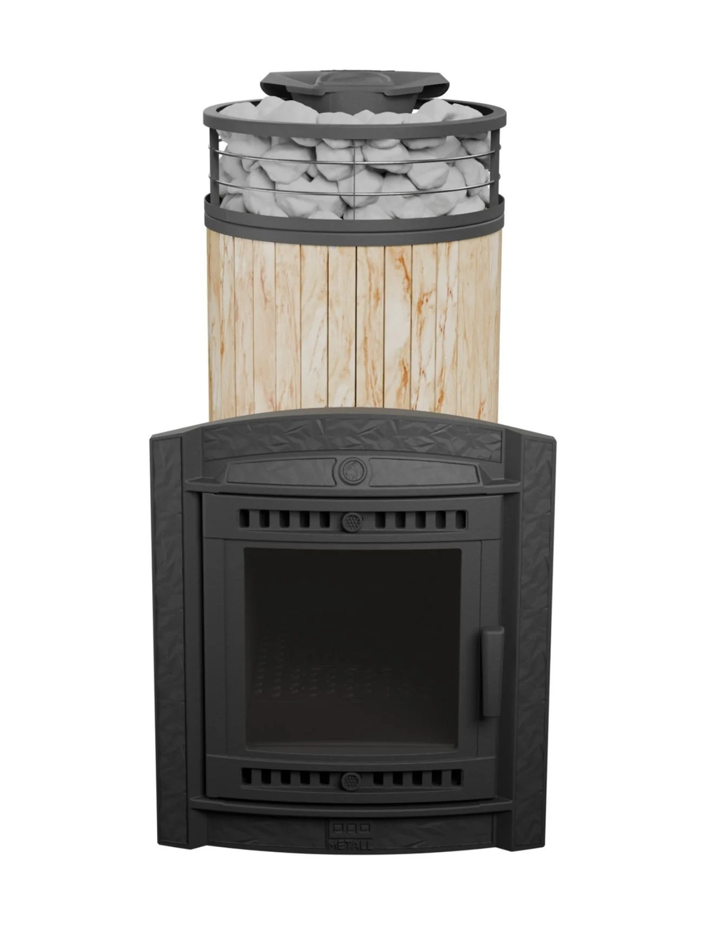 Печь банная «Атмосфера XL» Окаменевшее дерево ЛАМЕЛЬ+СЕТКА