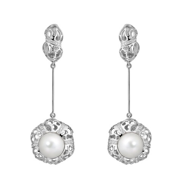 Серьги с морским белым жемчугом и бриллиантами, E0161-2/3