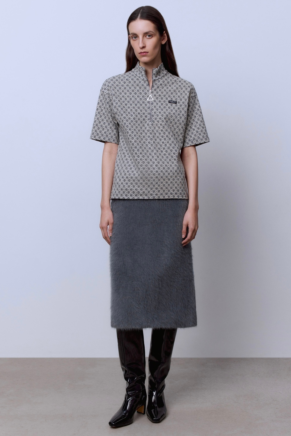 Поло на молнии с хлопком