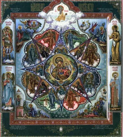 Икона Богородицы Неопалимая Купина на дереве на левкасе