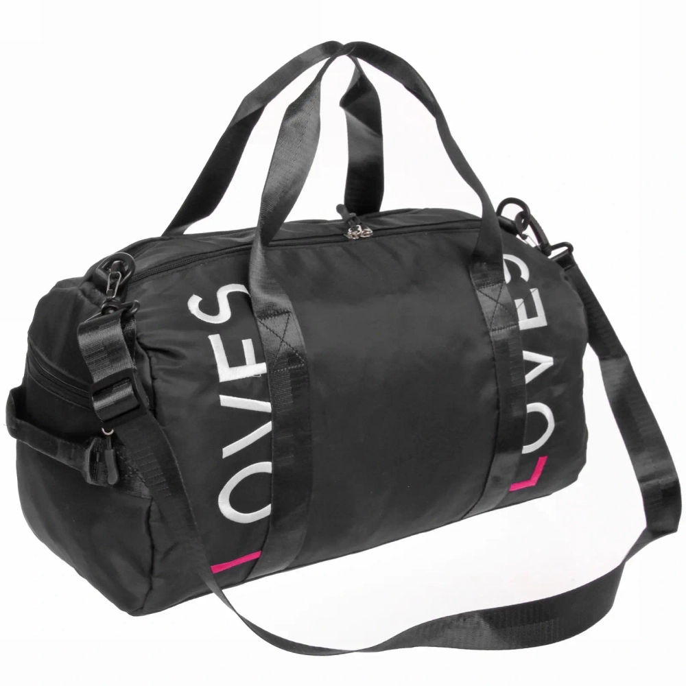 Сумка спортивная «Sport Loves», водонепроницаемый отдел + 2 кармана+отдел под обувь, цвет черный, 42*24*18 см