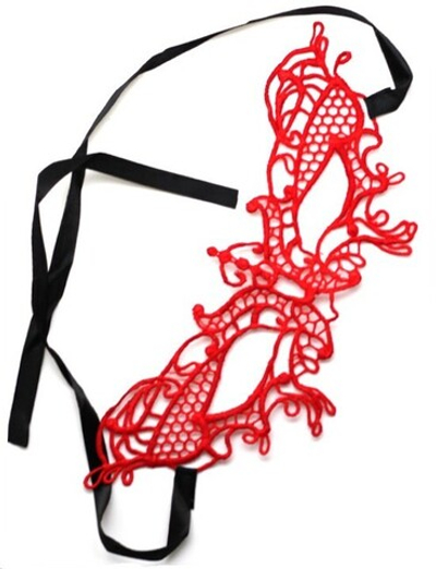 Ажурная красная кружевная маска "Бабочка" (Цвет: красный с черным)