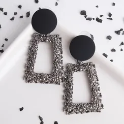 Серьги металл "Эстетика" трапеция, цвет чёрно-серый