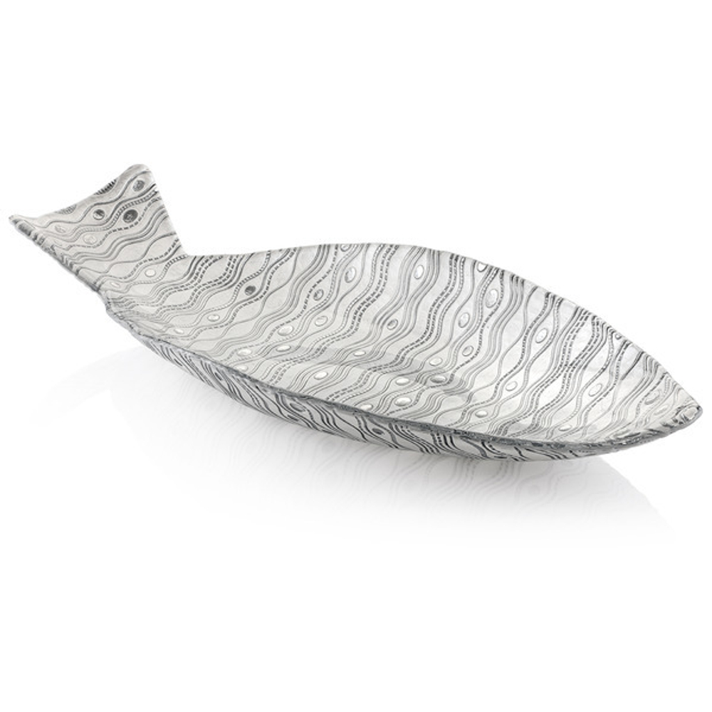 Блюдо для центра стола IVV Морская глубина 59х27см серебристое-хром