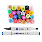 Маркер для скетчинга, двусторонние, Basir, серия "Яркие тона", трёхгранные, 14 мм, спиртовые, 24 шт