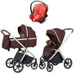 Коляска Carrello Vector CRL-6550 и автокресло Cybex Aton S2 Hibiscus Red 3 в 1 Sienna Beige