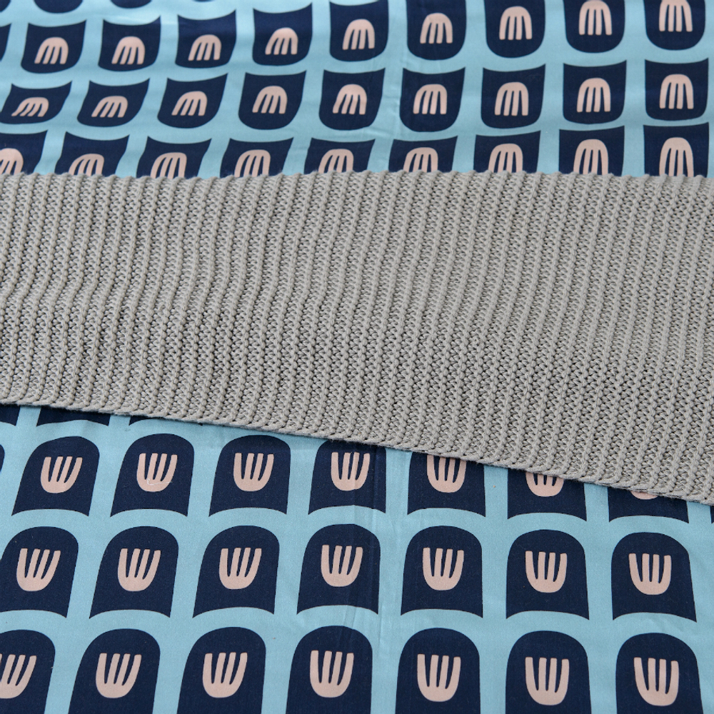 Комплект постельного белья из сатина голубого цвета с принтом blossom time из коллекции cuts&pieces, 200х220 см