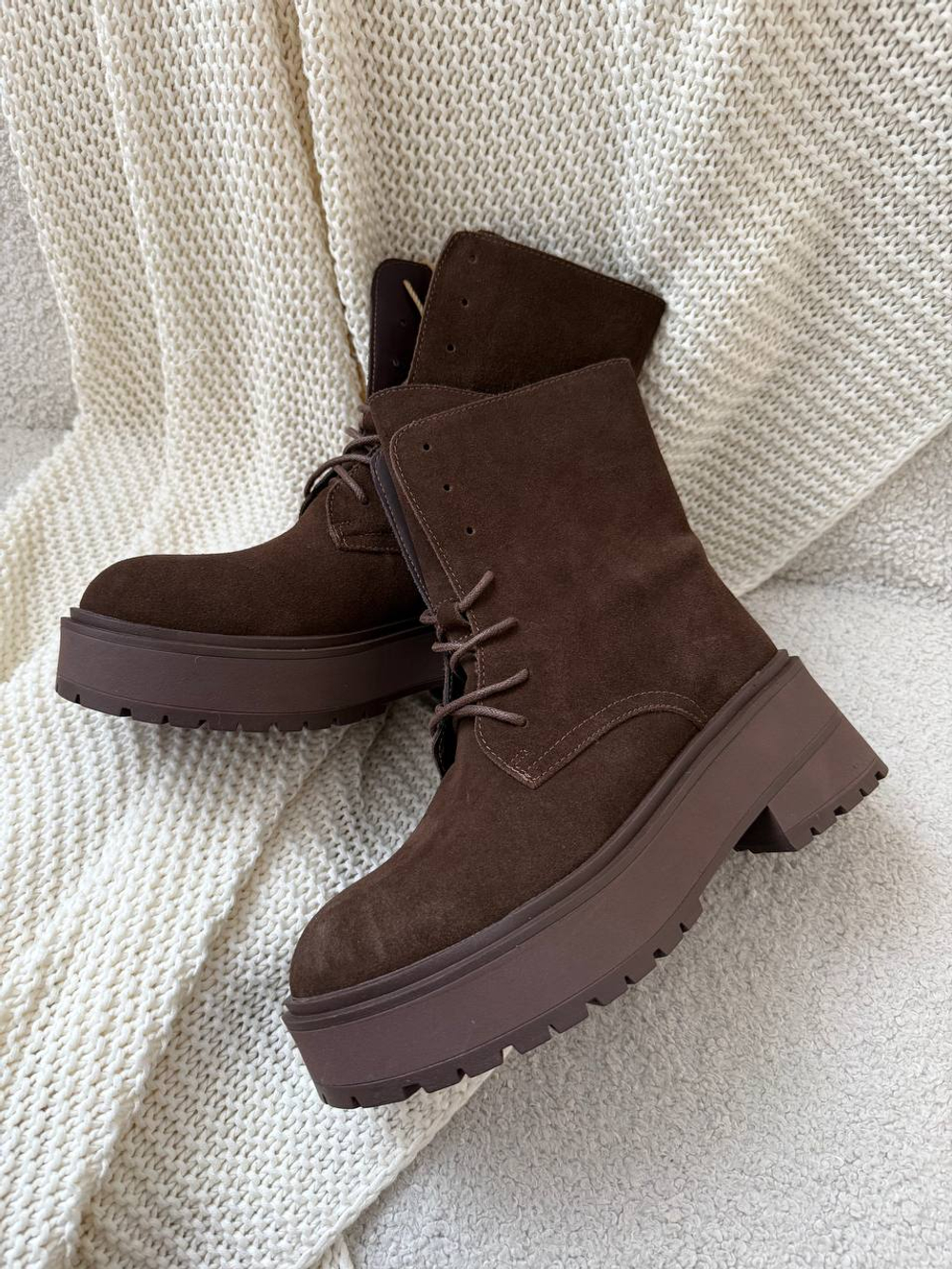 Ботинки из натуральной замши/Натуральный мех