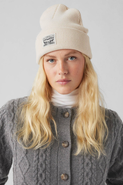 Шапка LEVI'S WOMEN'S BACKPATCH BEANIE WHITE SWAN