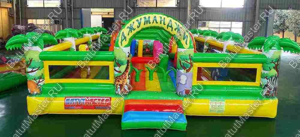 Коммерческий надувной батут "Джунгли малый со скалодромом" 10*7*2,8 м