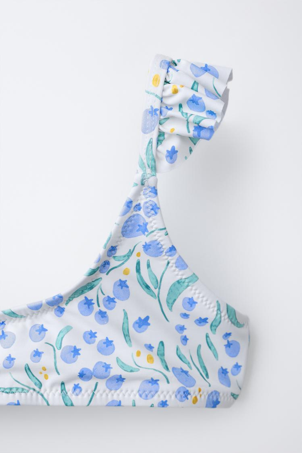 ZARA КУПАЛЬНИК С ПРИНТОМ «ЛИСТЬЯ», СИНИЙ