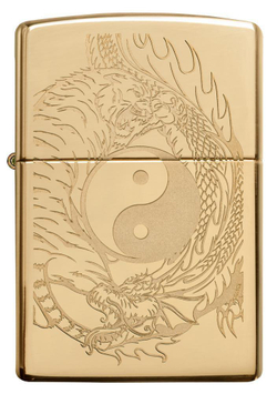 Зажигалка High Polish Brass Tiger and Dragon Design ZIPPO 49024