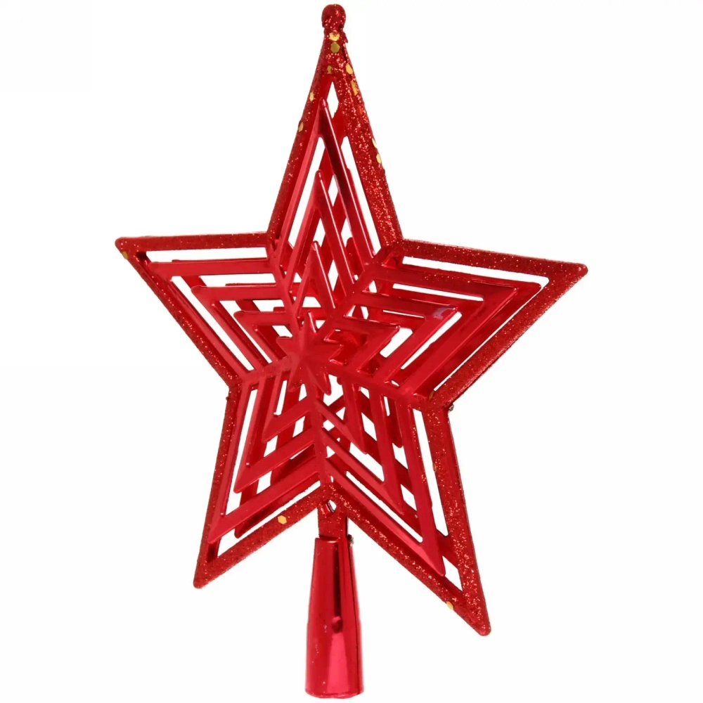 Звезда на ёлку 20см «Полоса объемная» красная