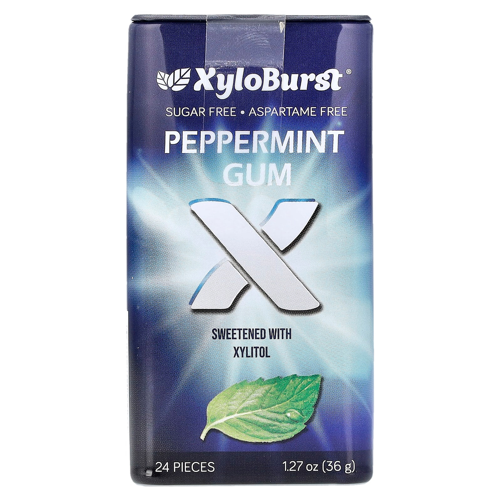 Xyloburst, ксилитоловая камедь, со вкусом перечной мяты, 24 шт., 36 г (1,27 унции)