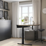 Письменный стол с регулировкой по высоте - IKEA MITTZON/МИТТЗОН ИКЕА, 160х80х62-126 см, черный/светло-коричневый