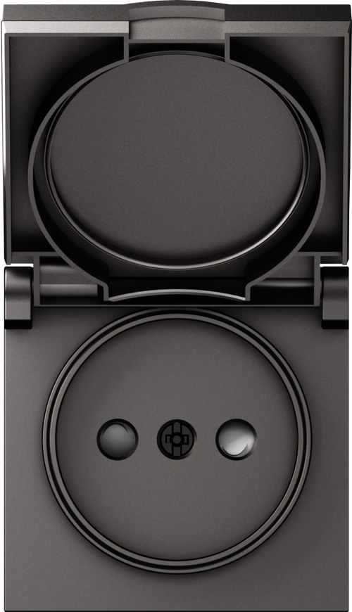 Накладка для розетки без заземления, с крышкой, 16A 250 В~, матовый титан, серия A07