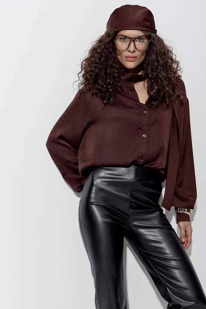 Блуза из шифона шоколадного цвета