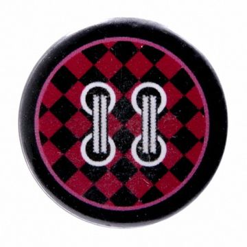 Значок Пуговка черно-розовая клетка (115)