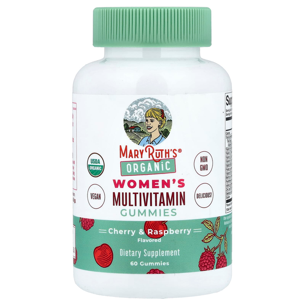 MaryRuth's, органические мультивитамины для женщин, вишня и малина, 60 жевательных таблеток