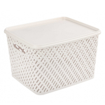 Корзина "Плетенка" 350*290*225мм с крышкой (бежевый)